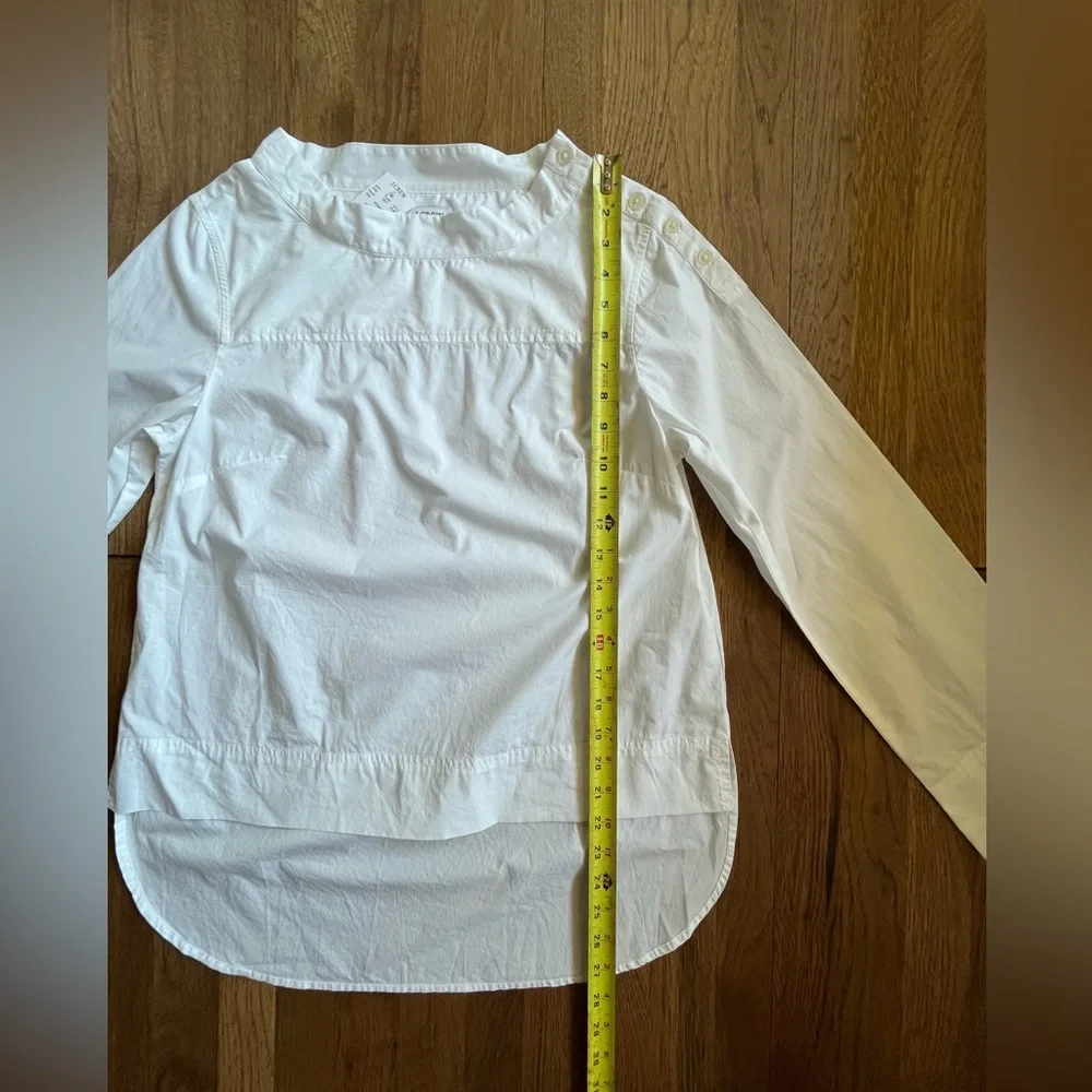 NWT J. Crew Poplin Cotton Funnelneck White Blouse‎ Women’s Sz 4 Fishercore Boho